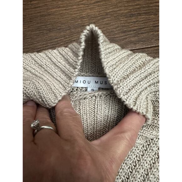 Miou Muse Cream Sweater Cold Shoulder Size Small - Picture 3 of 9